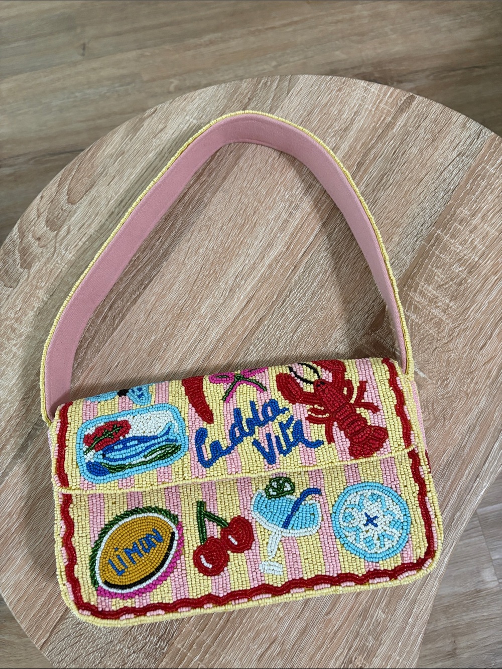 America & Beyond La Dolce Vita Beaded Shoulder Bag NWOT